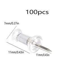 100pcs/pack Transparent Push Pins For Board, Drawing, & Fixing Material - Clear - View 4