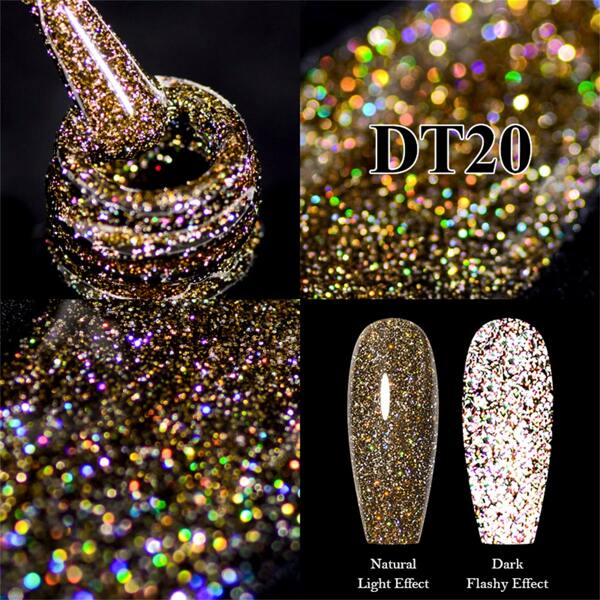 7ml Brown Color Reflective Glitter Gel Nail Polish Colorful Sparkling Sequins Soak Off UV LED Varnish Nail Art Decoration