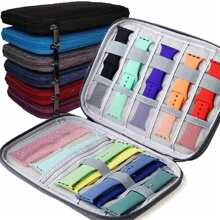 1pc Multifunctional Portable Watch Storage Box For Travel With Storage Bag And Strap Holder - Black - View 1
