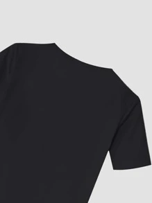 Tween Boy Halloween Spaceman Print Tee & Shorts Snug Fit PJ Set - Black - View 4