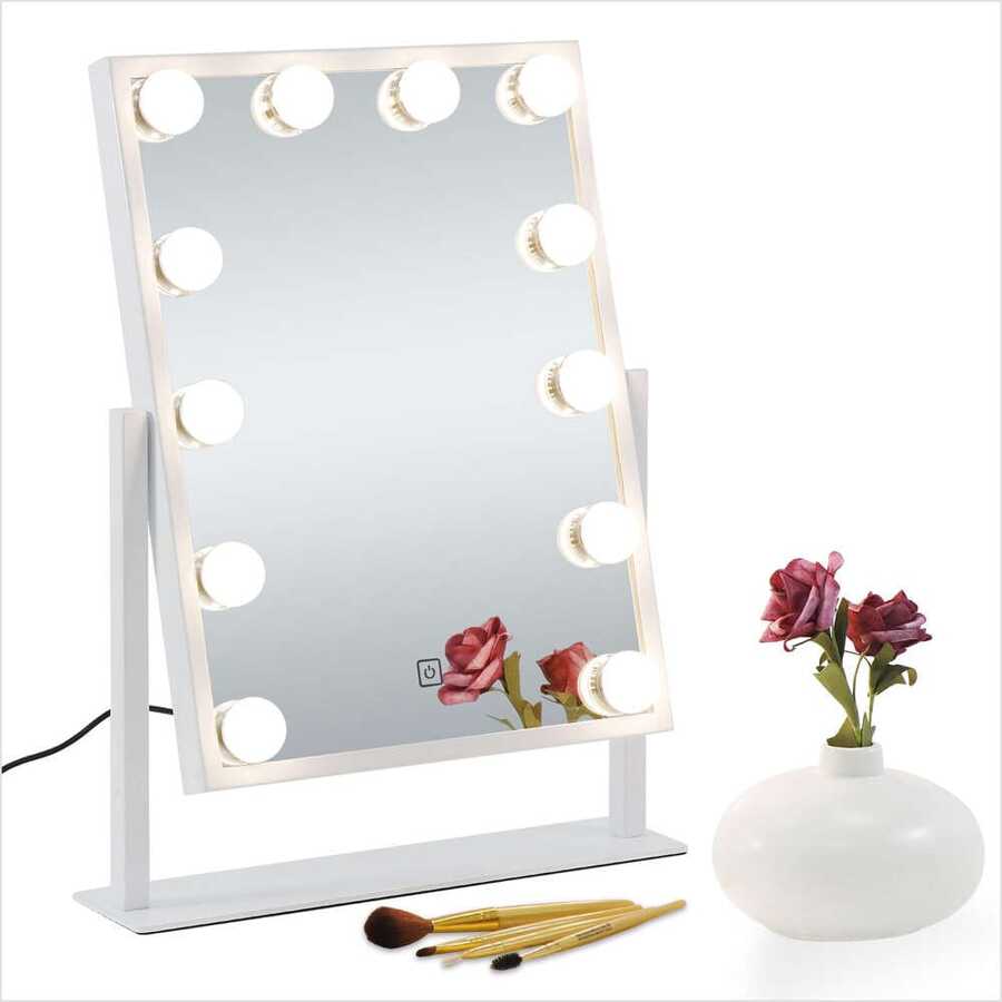 Makeup Mirror Table Top Vanity Mirror with 12 LED Dimmable Bulb SHEIN USA