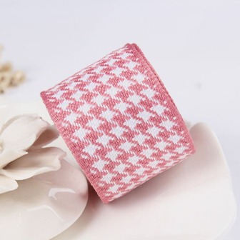 Houndstooth Pattern Woven Ribbon For Diy Hair Accessories, Clothing Fabric, Plaid Colorful Band