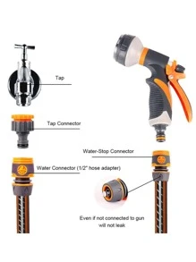 1入組1/2 英寸軟管接頭，軟管接頭 1/2 英寸，止水帶接頭，軟管塑料快速軟管接頭，園林工具軟管，軟管接頭