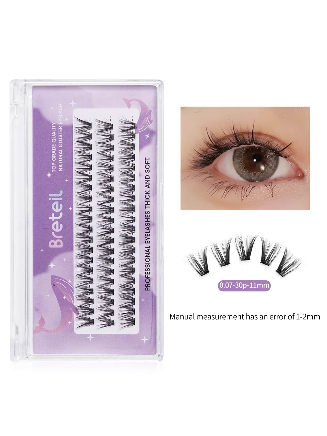 breteil 30pcs Đuôi cá Hình dạng Cá nhân Lông mi giả , 11mm , Cụm - màu đen - Xem 1