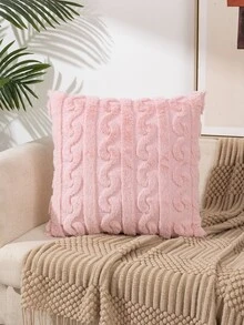 1入組刺繡長毛絨枕套 - 粉色 - 查看 3