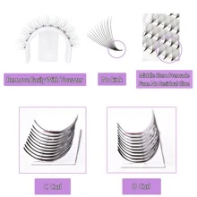 320PCS Premade Fans Eyelash Extensions 10D Thickness 0.07mm C/D Curl 8-15mm Eyelashes Middle Stem Heat Bonded Premade Fans Russian Volume Lash Extensions - Black - View 7