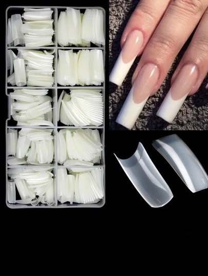 500 Stück/Box französische Kunstnägel, künstliche halbe Abdeckung falsche Spitzen, Acryl transparente natürliche Kapseln Nagelverlängerung, Nagelstudio Maniküre Werkzeuge, Press-On-Nägel, Nagelbedarf