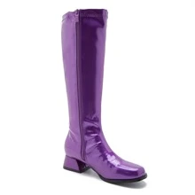 Boots For Women, Knee High Boots, Low Block Heel Zipper Boots Ladies Party Dance Shoes