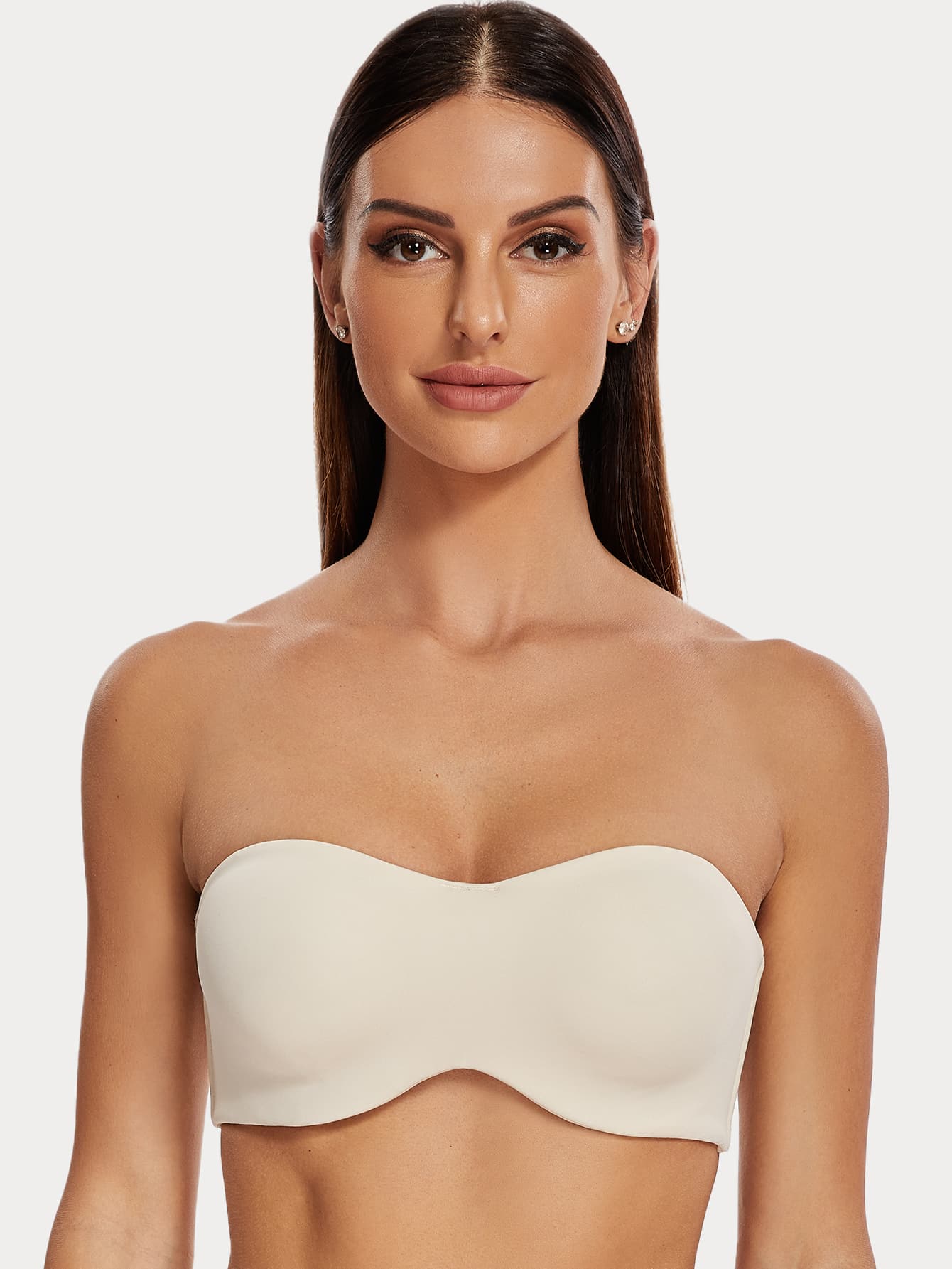 Minimizer Unlined Bandeau Underwire Strapless Bra - Beige - View 1