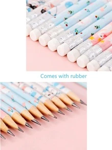 隨機可愛卡通有圖案鉛筆帶內置橡皮,1盒