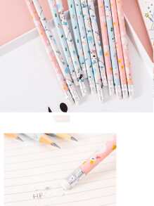 隨機可愛卡通有圖案鉛筆帶內置橡皮,1盒