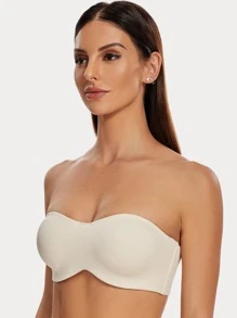 Minimizer Unlined Bandeau Underwire Strapless Bra - Beige - View 4