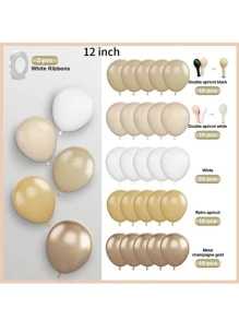 60入組/包牛奶白色氣球套裝-白色和裸色12寸乳膠氣球和金屬質感香檳色氣球適用於雙填充派對裝飾用品-理想適合婚禮,寶寶派對,訂婚,生日裝飾 - 彩色 - 查看 2