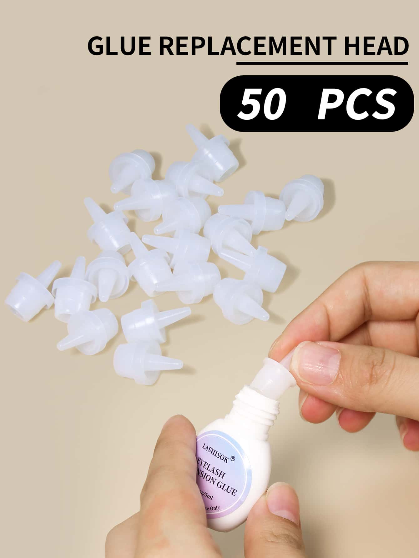 50pcs Eyelashes Adhesive Glue Cap Universal Lash Glue Replacement Bottle Mouth Head Nozzle Plug