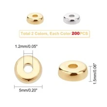 400 cái/bộ Tròn Vòng tay Spacer Dây chuyền Hoa tai Điện thoại di động Chuỗi Đồ trang sức Kết cườm Hạt - Vàng 200 & Bạc 200 - Xem 2