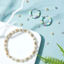 400 cái/bộ Tròn Vòng tay Spacer Dây chuyền Hoa tai Điện thoại di động Chuỗi Đồ trang sức Kết cườm Hạt - Vàng 200 & Bạc 200 - Xem 3