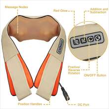 Shiatsu Massager With Heat Deep Kneading Massage Pillow For Shoulder Neck & Back - Beige - View 9