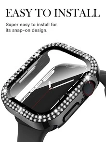 Compatible With Apple Watch 7 Case + 2.5d Tempered Glass Screen Protector, Compatible With Apple Watch 8 Cover - Rose Gold - View 4