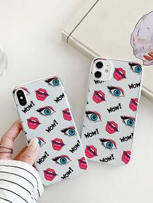 Funda de celular transparente con patrón de labio - Multicolor - Ver 2
