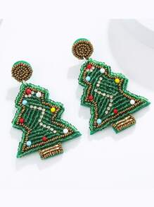 的清新香調波西m亞米釘珠聖誕樹耳環 - 彩色 - 查看 1