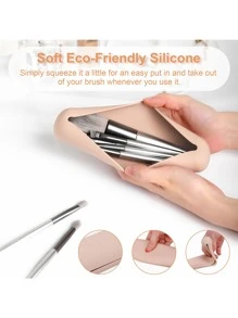 Porta pennelli da trucco da viaggio, porta pennelli da trucco in silicone e portatile, organizer morbido e liscio per strumenti da trucco per viaggi - Nero, Camera, Casa, Camera da letto, Bagno, Casa, Camera rosa, Accessori da viaggio, Sacchetto regalo, Regali per mamma, papà, uomini, amici, insegnante, compleanno, matrimonio, scrivania, scaffali, accessori, scatole regalo, regalo divertente, Contenitore, Borse porta pennelli da trucco, Borsa trucco, Borsa da toilette, Organizer da scrivania, Borsa cosmetica, Custodia per trucco, Borse per trucco, Scatola per gioielli, Custodia, Porta pennelli da trucco, Porta pennelli, Organizer per profumi, Custodia, Regali di Natale, Idee regalo per le donne