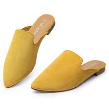 2025 Autumn Women's Flat Shoes - Slip On Shoes In Solid Suede Fashion Low Heel Dress Casual Work Office Party Shoes,Warm Layers Fashion - Màu vàng - Xem 6