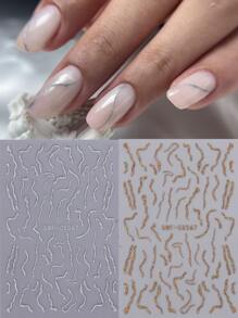 FULL BEAUTY 2pcs Reflective Glitter Swirl Line Nail Decals Sticker DIY Abstract Stripe Wave Sparkles Sliders Nail Art Decoration Nail Stickers