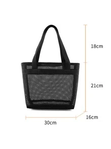 1 pc Mesh Shower Caddy Portable for College Dorm Room Essentials, Portable Shower Caddy Dorm with Large Capacity, Shower Bag for Beach, Swimming, Gym(black) - Black - View 2