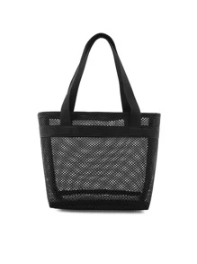 1 pc Mesh Shower Caddy Portable for College Dorm Room Essentials, Portable Shower Caddy Dorm with Large Capacity, Shower Bag for Beach, Swimming, Gym(black) - Black - View 3