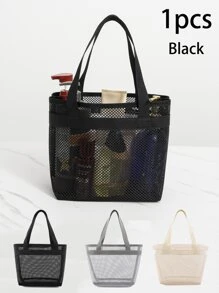 1 pc Mesh Shower Caddy Portable for College Dorm Room Essentials, Portable Shower Caddy Dorm with Large Capacity, Shower Bag for Beach, Swimming, Gym(black) - Black - View 1