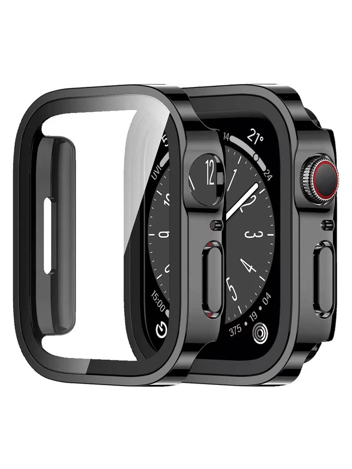Applicable Apple Watch Case Waterproof Case Protective Case Straight Side Shell Membrane Integrated Case - Black - View 1