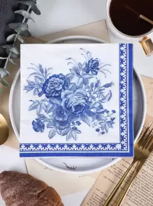 20 chiếc khăn ăn dùng một lần in nhiều màu sắc có hoa đẹp dùng để trang trí bàn tiệc và bàn ăn - Nhiều màu - Xem 3