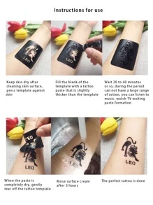 Novelty Body Tattoo Template, 1sheet Flower Pattern Tattoo Template - Black - View 5