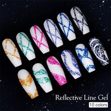 5毫升薄荷綠反光閃粉線凝膠指甲油,閃閃發光的亮片描繪浸泡式led Uv凝膠指甲藝術繪畫亮光油 - 薄荷綠 - 查看 2