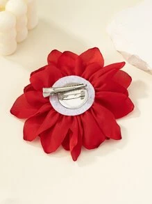 1入時尚中性款黑色紋理胸針，流行元素模擬布料花狀圖案，邊緣燒焦設計 - 紅色 - 查看 3