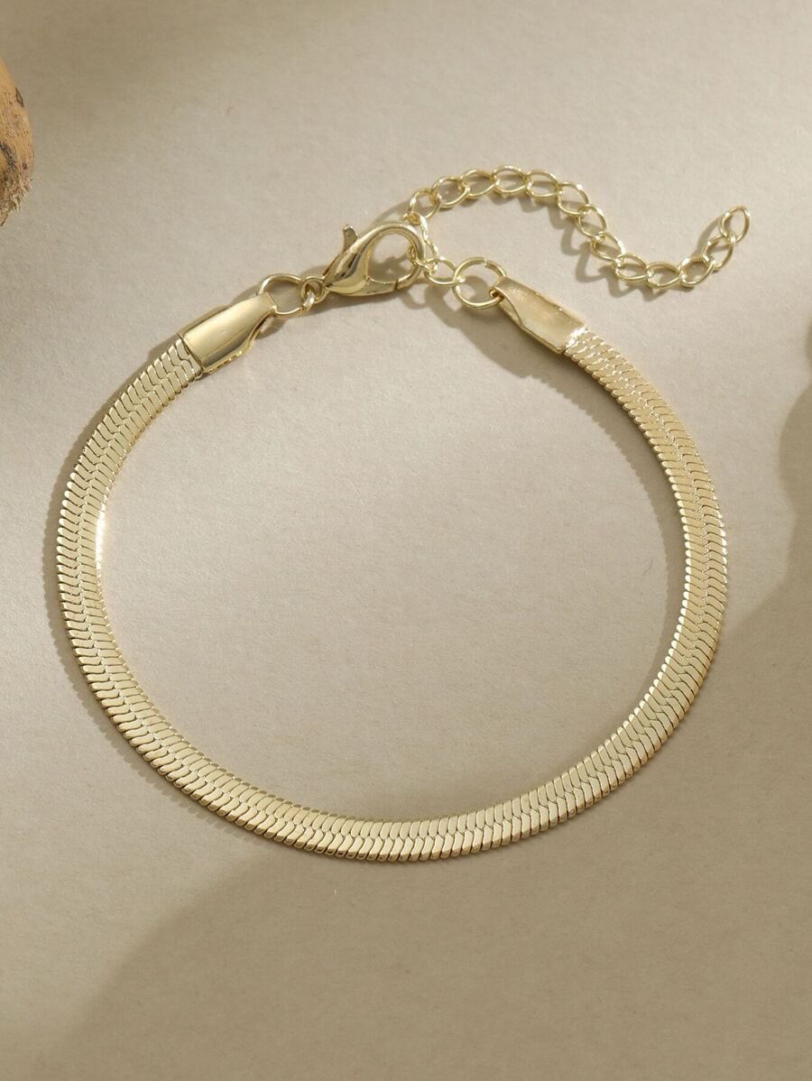 1入組簡約風鈦鋼手鏈,合適的適用於生日或者情人節禮品 - 金黃色 - 查看 1