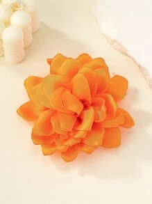 1Pc Phong Cách Phổ Biến Mô Phỏng Hoa Vải Burn Edge Đen & Họa Tiết Unisex Thời Trang Trâm Cài - trái cam - Xem 1