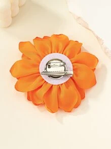 1Pc Phong Cách Phổ Biến Mô Phỏng Hoa Vải Burn Edge Đen & Họa Tiết Unisex Thời Trang Trâm Cài - trái cam - Xem 3