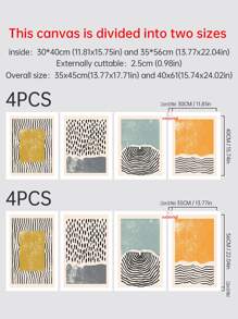 4pcs Phong cách Bohemian Vẽ bằng tay Trừu tượng Hình học Sợi dây Đại dương bờ biển Nghệ thuật tranh sơn dầu In Đối với Phòng khách & Phòng ngủ , Có thể tái sử dụng Có thể tháo rời Trang trí tường Không có Khung - Nhiều màu - Xem 3