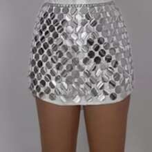 Circular Decorated Midi Skirts - Silver - View 1