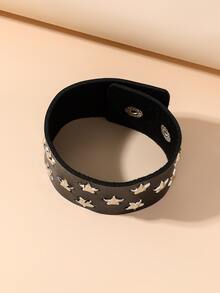 1 Miếng Cô gái Goth hiện đại chất liệu da PU Trang trí ngôi sao Vòng tay Băng tay Đối với phụ nữ Trang phục trên phố - màu đen - Xem 3
