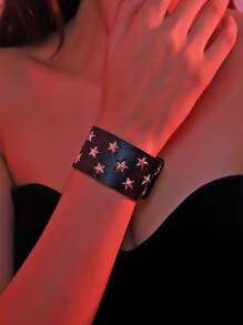 1 Miếng Cô gái Goth hiện đại chất liệu da PU Trang trí ngôi sao Vòng tay Băng tay Đối với phụ nữ Trang phục trên phố - màu đen - Xem 1