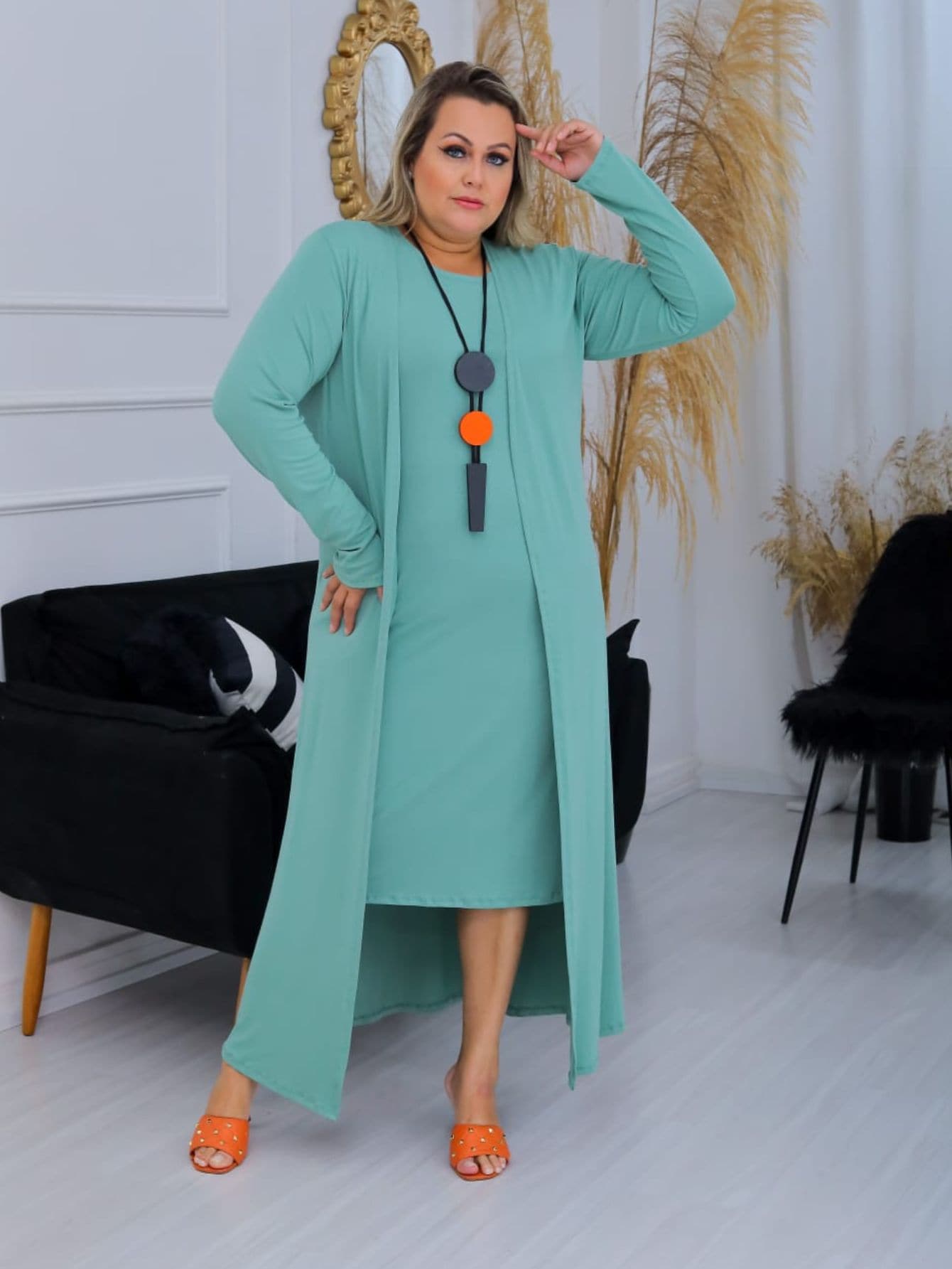 Plus Size Co-Ords - Mint Green - View 1