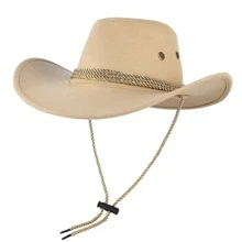 Rope Decor Wide Brim Cowboy Hat Boho - Beige - View 2