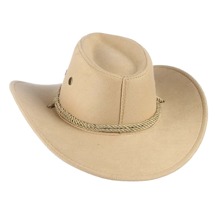 Rope Decor Wide Brim Cowboy Hat Boho - Beige - View 3