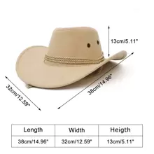 Rope Decor Wide Brim Cowboy Hat Boho - Beige - View 4