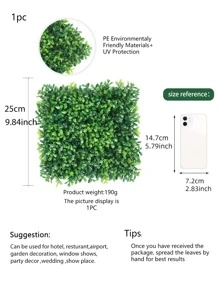 1片人造花生葉草坪，25*25cm，綠色，抗紫外線，安裝方便，顏色鮮豔，可使用1-3年，適合裝飾學校宿舍，辦公室，返校季節，戶外派對，節日,生日,聖誕節,萬聖節,豐收節,住宅入口,酒店,餐廳,客廳,臥室,婚禮,宴會,廚房,花園,兼容春夏裝飾,綠色裝飾 - 綠色 - 查看 2