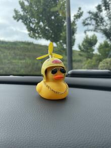1入組橡膠鴨子可愛黃色的破鴨子帶螺旋槳頭盔,戶外裝飾用品中心裝飾品,車內裝飾品成年人汽車儀表板裝飾, - 黃色 - 查看 4