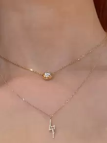 BALMORA 1 pezzo Collane semplice lussuoso & personalizzato S925 argento sterling fulmino forma design con completo zirconia cubica da donna clavicola , stratificazione regalo per usura quotidiana