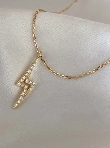 BALMORA 1 pezzo Collane semplice lussuoso & personalizzato S925 argento sterling fulmino forma design con completo zirconia cubica da donna clavicola , stratificazione regalo per usura quotidiana